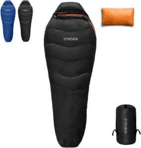 Down Sleeping Bag with Pillow for Backpacking,15℉ 5℉ 0℉ Wide Down Sleeping Bag (86.6 in x 33.5 in) for Adults,Youth Camping and Hiking Outdoor with 680FP Duck Down