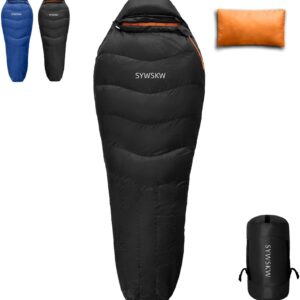 Down Sleeping Bag with Pillow for Backpacking,15℉ 5℉ 0℉ Wide Down Sleeping Bag (86.6 in x 33.5 in) for Adults,Youth Camping and Hiking Outdoor with 680FP Duck Down